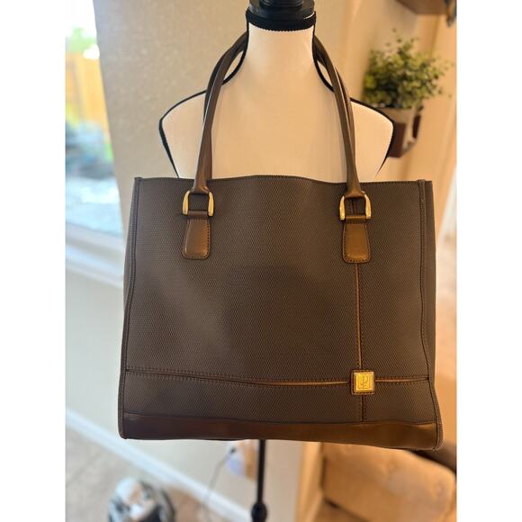 Diane Von Furstenberg LG Gray Canvas Leather Carry-On Weekender/Travel Bag - Picture 1 of 10
